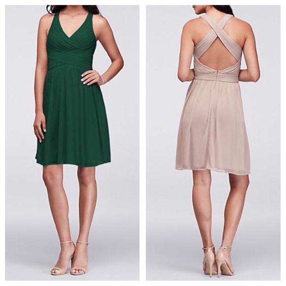 David’s Bridal Dresses & Skirts - Mesh Short Bridesmaid Dress with Crisscross Back